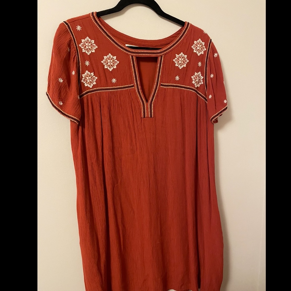 A&F embroidered Scarlet Swing chiffon dress